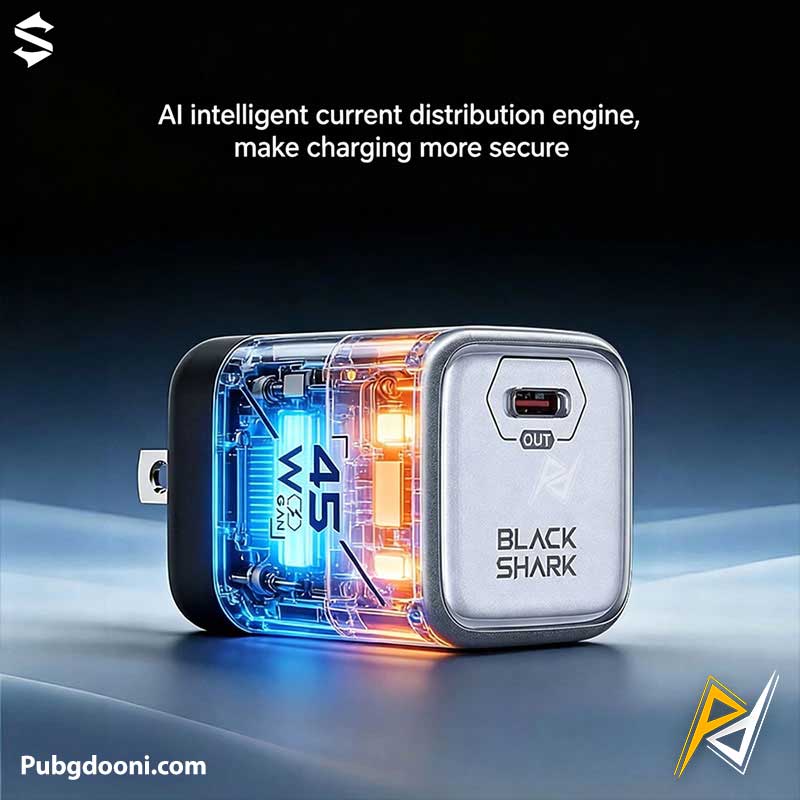 blackshark-bg09-45w-gan-charger-3 ارزانترین قیمت خرید آداپتور فست شارژ 45W بلک شارک Black Shark GaN Charger BG09 اورجینال