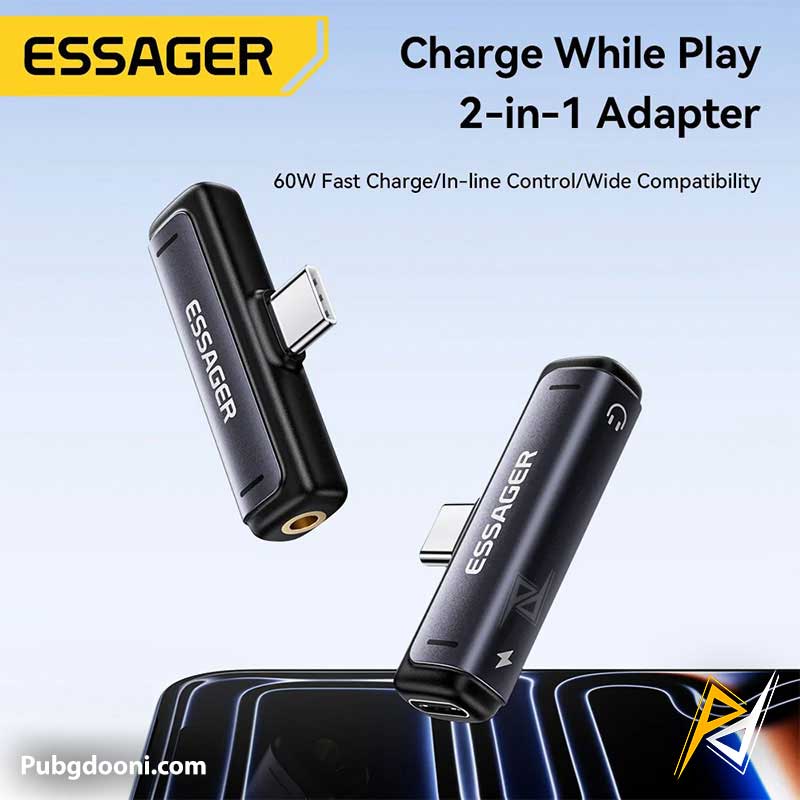 essager-2-in-1-type-c-60w-adapter-2 بهترین قیمت خرید تبدیل گیمینگ اساگر ESSAGER 2-in-1 Type-C 60W اورجینال