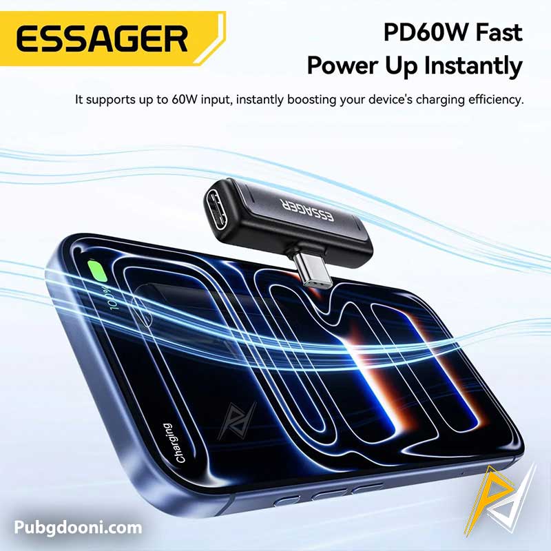essager-2-in-1-type-c-60w-adapter-3 ارزانترین قیمت خرید تبدیل گیمینگ اساگر ESSAGER 2-in-1 Type-C 60W اورجینال