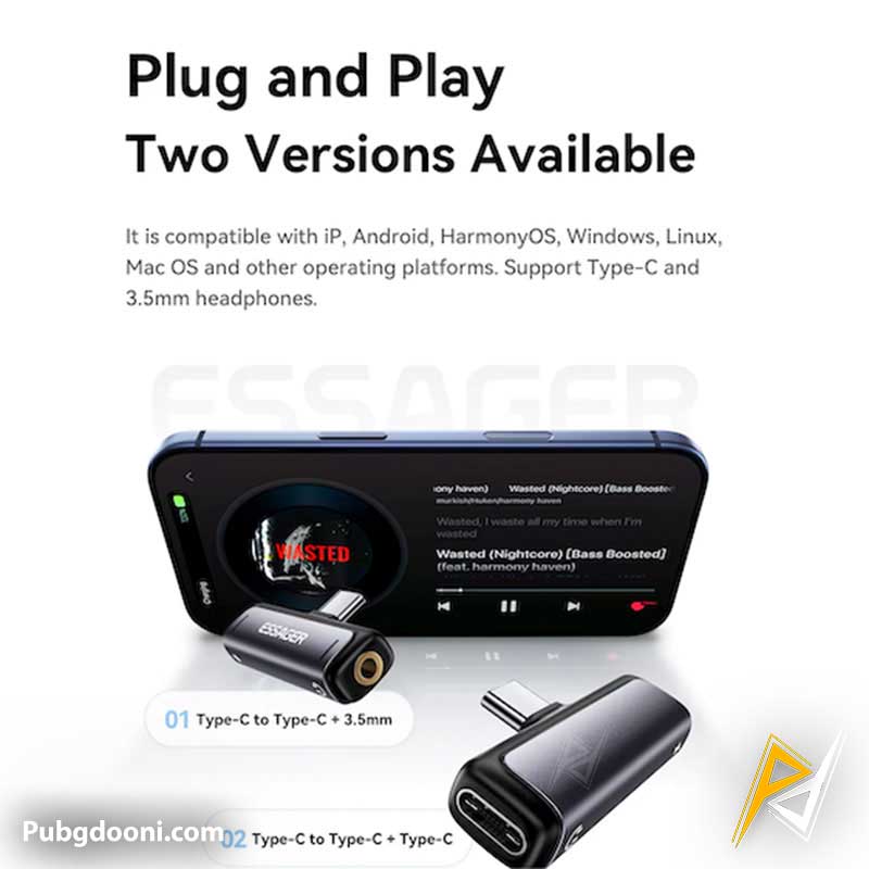 essager-2-in-1-type-c-60w-adapter-6 ارزان ترین قیمت خرید تبدیل گیمینگ اساگر ESSAGER 2-in-1 Type-C 60W اورجینال