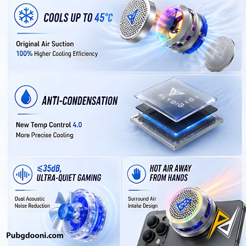 flydigi-b9x-30w-magnetic-phone-cooler-7 ارزانترین قیمت خرید فن خنک کننده مگنتی گوشی موبایل فلای دیجی FlyDigi B9X 30W اورجینال اصل