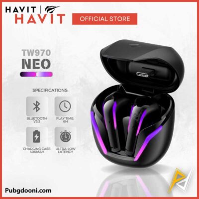 ارزانترین قیمت خرید ایرپاد و هندزفری بیسیم گیمینگ حرفه ای هویت HAVIT TW970 TWS اورجینال