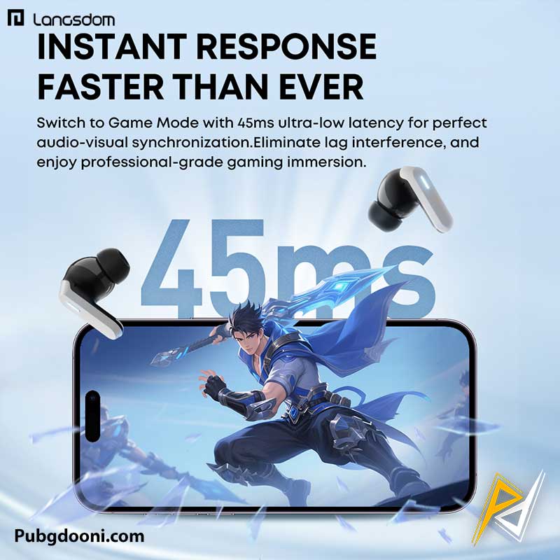 langsdom-tg16-zeta-black-wireless-tws-gaming-earphones-7 ارزانترین قیمت خرید ایرپاد گیمینگ حرفه ای لانگسدوم Langsdom TG16 Zeta اورجینال اصل