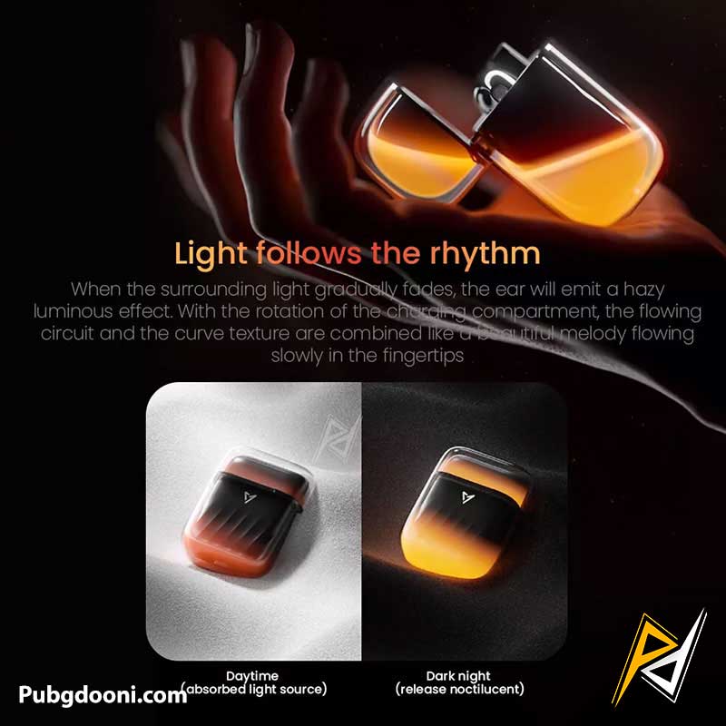 liup-lp1-luminous-quicksand-glow-gaming-earbuds-black-orange-7 ارزانترین قیمت خرید ایرپاد گیمینگ حرفه ای لیوپ LIUP Pods LP1 Luminous اورجینال اصل