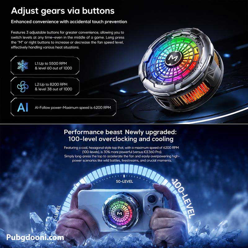 memo-cx26-ultra-30w-gaming-phone-cooler-4 خرید فن خنک کننده رادیاتوری مگنتی گوشی موبایل و آیپد ممو Memo CX26 Ultra 30W اورجینال با بهترین قیمت
