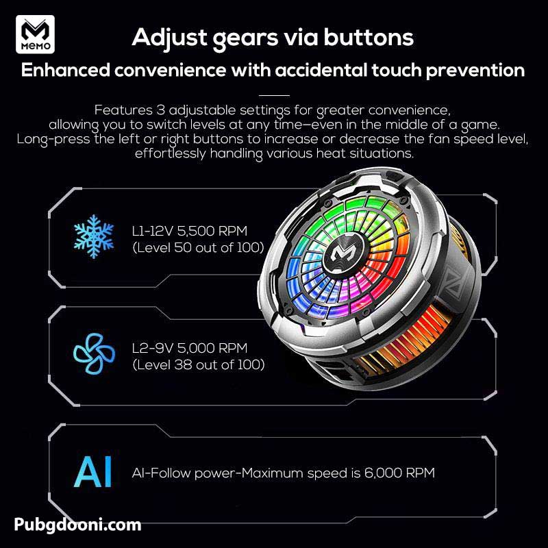 memo-cx26-ultra-30w-gaming-phone-cooler-6 ارزان ترین قیمت خرید فن خنک کننده رادیاتوری مگنتی گوشی موبایل و آیپد ممو Memo CX26 Ultra 30W اورجینال