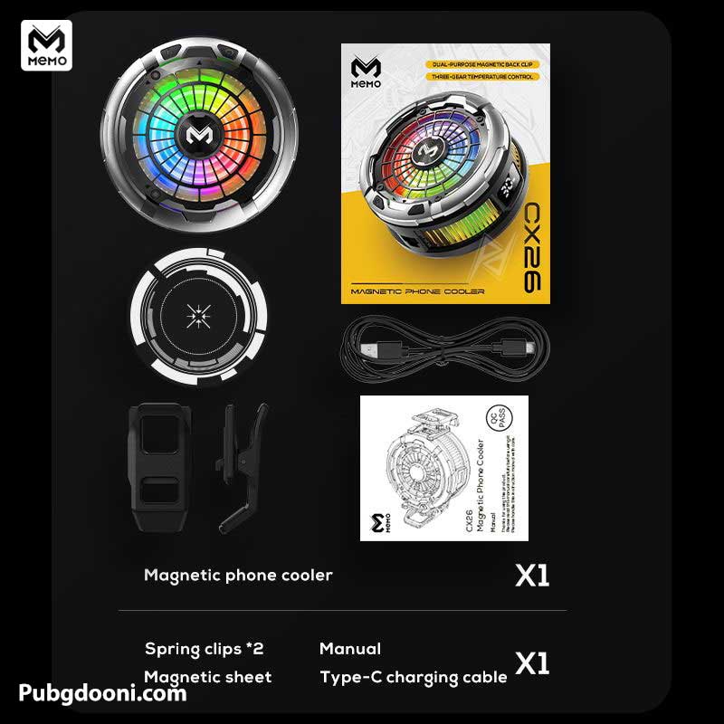memo-cx26-ultra-30w-gaming-phone-cooler-9 ارزانترین قیمت خرید فن خنک کننده رادیاتوری مگنتی گوشی موبایل و آیپد ممو Memo CX26 Ultra 30W اورجینال و اصل