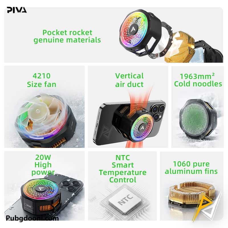 piva-b25-phone-cooler-3 بهترین قیمت خرید فن خنک کننده مگنتی گوشی موبایل پیوا Piva B25 20W اورجینال