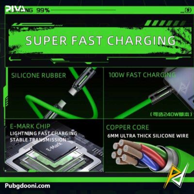 خرید کابل شارژ گیمینگ PD 100W پیوا Piva FC-03 اورجینال اصل با ارزانترین قیمت