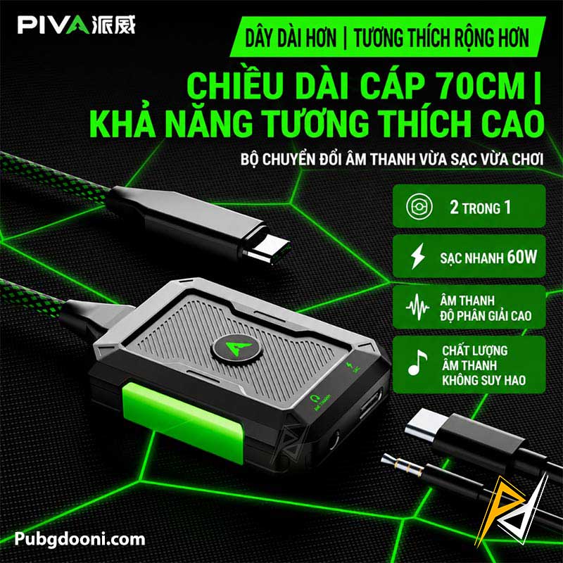piva-gs2-2-in-1-60w-gaming-adapter-2 بهترین قیمت خرید مبدل تایپ C گیمینگ 60W پیوا Piva GS2 اورجینال