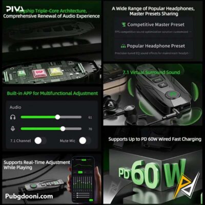 ارزانترین قیمت خرید کارت و تقویت کننده صدای گیمینگ 7.1 پیوا PIVA GS20 اورجینال