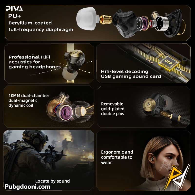 piva-h8-wired-gaming-earphone-3 ارزانترین قیمت خرید هندزفری گیمینگ سیمی پیوا PIVA H8 HiFi Earphone اورجینال