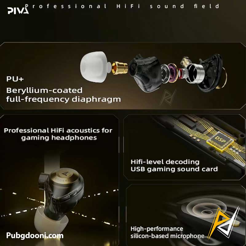 piva-h8pro-type-c-wired-gaming-earphone-5 خرید هندزفری گیمینگ Type-C پیوا PIVA H8PRO HiFi Earphone اورجینال با ارزانترین قیمت