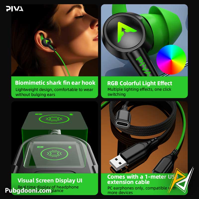 piva-s6-pro-type-c-wired-gaming-earphone-3 خرید هندزفری گیمینگ سیمی و تقویت کننده صدا پیوا Piva S6 Pro با بهترین قیمت