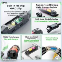 خرید مبدل و کارت صدا تایپ C گیمینگ PD60W پیوا Piva X41 اورجینال با بهترین قیمت