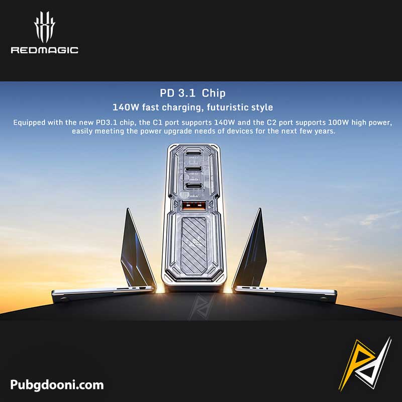 redmagic-dao-140w-quad-port-gan6-pro-charger-6 خرید آداپتور فست شارژ 140W ردمجیک RedMagic DAO 140W Gan6 Pro Charger اورجینال با ارزانترین قیمت
